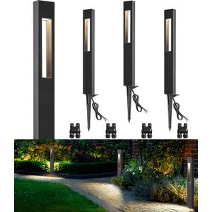 SUNVIE 3W Low Voltage Pathway Lights 3000K LED Low Voltage Landscape Lights 12V Waterproof Landscape Path Lights Low Voltage Landscape Lighting for Walkway Yard Backyard Garden ETL Listed Cord, 4 Pack