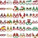 GoosWexmzl 36 Pcs Christmas Glasses Frames, Christmas Tree Santa Reindeer Glitter Eyeglasses, Holiday Favors Photo Booth props