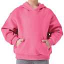Hvididan Girls Fleece Hoodies Size 10-12 Oversized Hoodies for Teen Girls Warm Long Sleeve Toddler Sweatshirt, Pink, Size 10-12