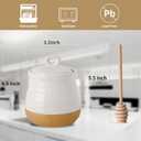 HASENSE Ceramic Honey Pot with Lid and Dipper Stick, 12 Ounce HoneyJar Dish for Home Kitchen, Farmhouse Honey Container for Mother's Day Gift, Dishwasher Safe, White