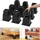 3, 5 or 8 inch Bed Risers Heavy Duty, Adjustable Furniture Risers for Bed, Sofa, Table, Chair, Support up to 1500 Lbs (Set of 9, Black)
