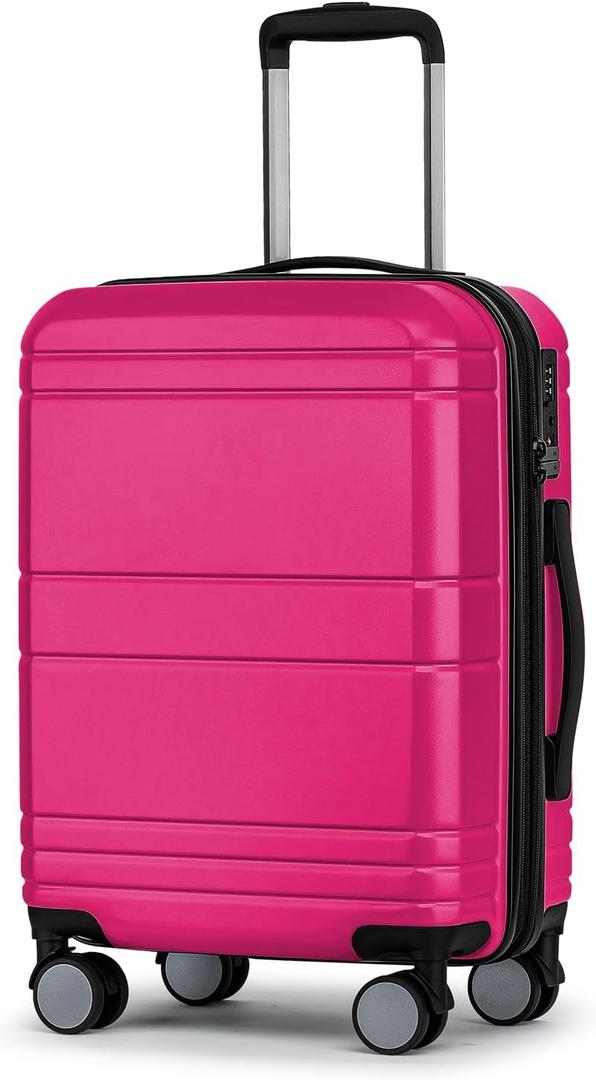 KYME Carry on Luggage,Carry On Suitcase With Wheels,20 Inch,Magenta, Expandable Carry-On 20-Inch