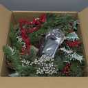 Timer - Christmas Wreath with Lights, 20" Christmas Wreaths for Front Door with 30LED Thick Norfolk PE Pine&Holly Leaves Red&Silver Berries Pinecones, Xmas Door Wreath for Indoor Outdoor Wall Home