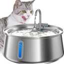 Stainless Steel Cat Water Fountain,Pet Water Fountain 4L/135oz Large Capacity,Dog Water Dispenser with Water Level Window, Multiple Filtration, Quiet Automatic Pet Fountain Easy Clean,1Faucet
