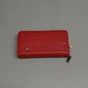 GAEKEAO Wallet for Women Clutch RFID Blocking Wristlet Leather Purse Large Capacity Credit Card Holder with Grip Hand Strap (A18 Lychee Red)