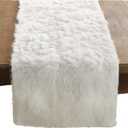 Faux Fur Design Table Runner, 15"x72", White