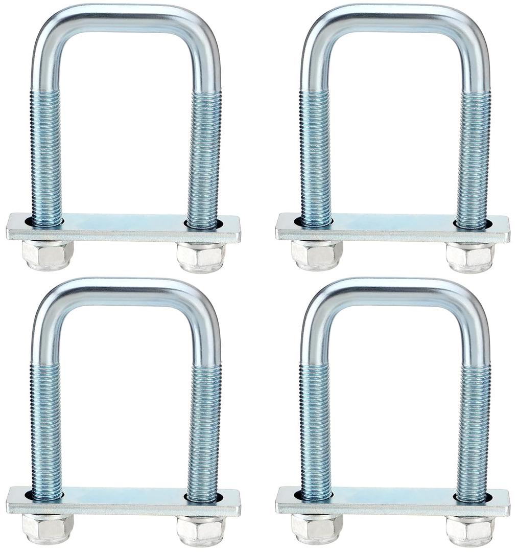 4 Pack Square U Bolt for 2.5 Inch Wide Leaf Spring, Galvanized Steel U Bolt Brackets with Plates, 4-5/8" Long x 2-5/8" Wide x 5/8" Diameter, Fit for Truck, Trailer and Boat
