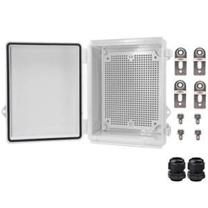 Outdoor Waterproof Electrical Box Junction Box Weatherproof IP67 ABS Plastic Enclosure Switch Router Project Box Electronics Enclosure with Mounting Plate Wall Bracket Grey 8.7"x6.7"x4.3"