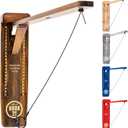 GoSports Hook 21 Wall Mount Ring Swing Game - Play Indoors or Outdoors with Foldable Arm (Brown)