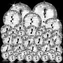 54 Pcs Disco Ball, Hanging Disco Ball Decor Mini Silver Disco Ball Cake Topper Mirror Ball Decorations 71s Disco Themed Party Wedding Christmas Supplies (1.2 Inch, 2 Inch, 3.2 Inch, 4 Inch)