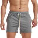 AIMPACT Mens Workout Sweat Shorts 5 Inch Cotton Casual Fitness Mens Athletic Gym Shorts with Pockets (Small, Darkgrey)