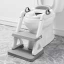 Potty Training Seat with Step Stool Ladder for Kids and Toddler, Wiifo Sturdy Potty Ladder with Soft Padded Cushion for Toddler Boys and Girls(Light Grey) 2025 New Version
