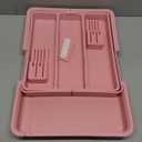 Utensil Drawer Organizer for Kitchen, Expandable Silverware Organizer Cooking Utensils Tray, Large Cutlery and Flatware Holder, Kitchen Tools & Gadgets Storage (Pink)