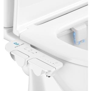Ultra-Slim 3-in1 Bidet, Self-Cleaning, Posterior&Feminine Wash-(Retractable Dual Nozzles), Non-Electric Bidet Attachment for Toilet Seat, Adjustable Fresh Cold Water Pressure, Stainless Steel Inlet