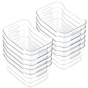 CiWiVOKi 11 Pack Clear Plastic Storage Bins, Acrylic Organizer and Containers with Handle for Pantry, Cabinet, Closet, Refrigerator, Freezer, Bathroom, Kitchen Under Sink Storage