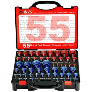 55 Pcs Nut and Bolt Thread Checker (25 Metric & 30 Standard), Bolts and Nut Identifier Thread Gauge, Detachable Bolt Size Finder Especially for Tight Spaces