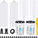 YUZES Disposable Paint Cups for Spray Gun 20oz (600ml), 50 Paint Cups with Lids, 2 Reusable Hard Cups & 2 Adapters, 20 Plugs, PTFE Tape, Stirrer, Disposable Paint Gun Cups for Mix, Spray & Store Paint