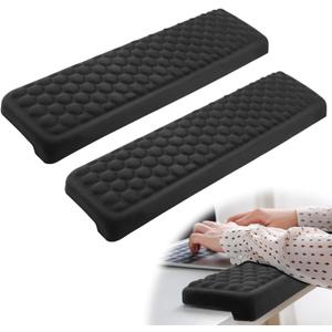Elbow Pad for Desk, 2 Pack Memory Foam Keyboard Wrist Rest for L-Shaped Desk, Non-Slip Wrist Rest for Computer Keyboard, Elbow Pads for Office Home (Black)