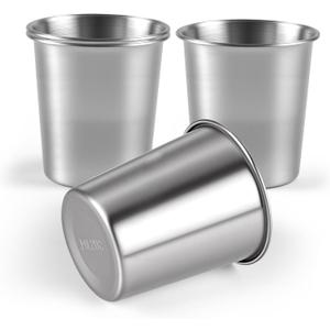 Ninsula Stainless Steel Cups 4 Pack, 8 Ounce Unbreakable Stackable Metal Cups, Durable Reusable Kids Stainless Steel Cup for Bar, Home, Restaurant