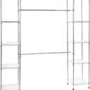 Amazon Basics Expandable Adjustable Metal Closet Organizer with Hanging Rod, Clothes Rack, Shelves, 57-80 x 14 x 72 inches (LxWxH), Chrome