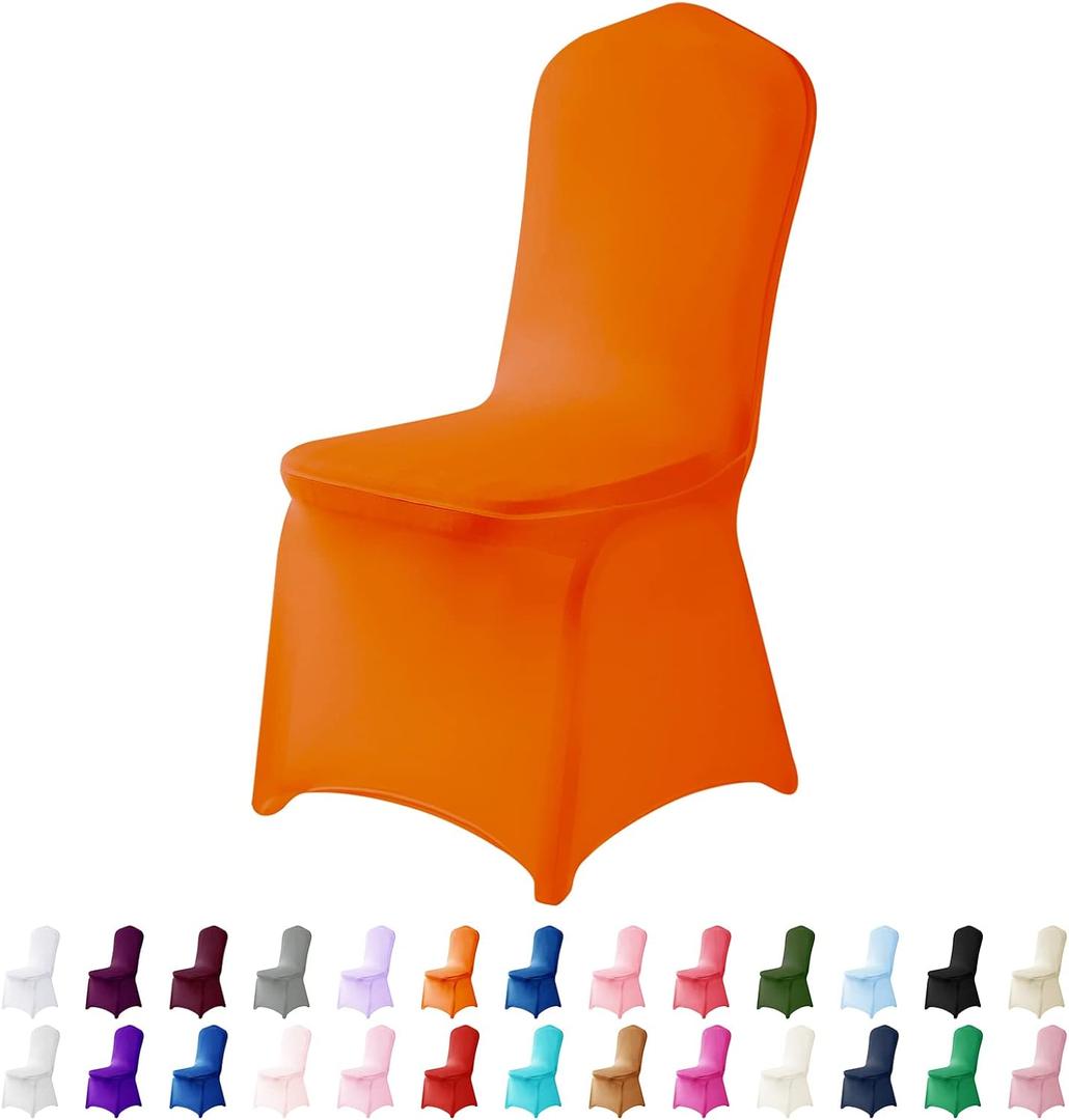Spandex Chair Cover, 25PCS, Living Room Chair Covers, Removable Washable Protector for Party, Banquet, Wedding Event, Hotel (Orange) (25Pack)