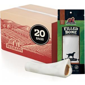 Redbarn Large Peanut Butter Filled Bones Dog Treats 20-Count - Long Lasting Beef Femur Bones for Large Dogs - Rawhide Free Dental Chews for Heavy Chewers (EXP 05/27/27)