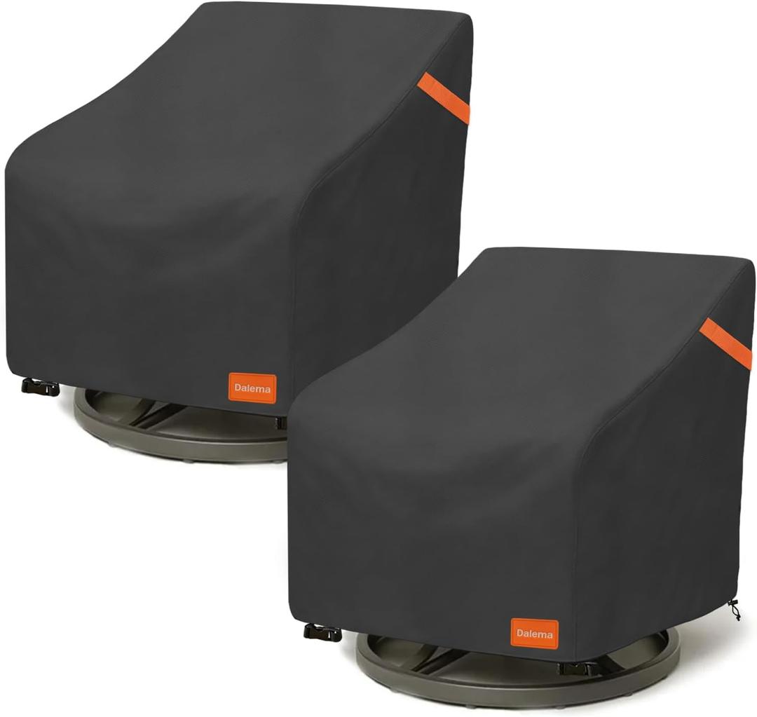 Outdoor Swivel Chair Cover 2 Pack,600D Heavy Duty 100% Waterproof Outdoor Chair Covers,Patio Furniture Covers for Swivel Patio Chairs,30" W x 34" D x 36" H,Black