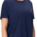 THE GYM PEOPLE Women's Short Sleeve Workout T-Shirts Back Loose Fit Running Yoga Tee Tops (Blue, Large)
