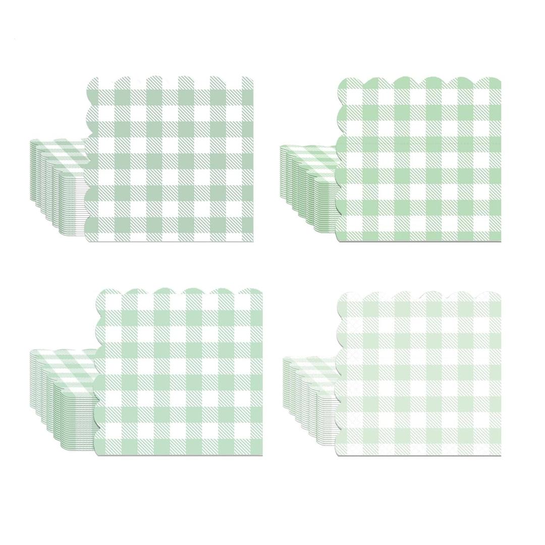 2 x Yinbanban 100 Pack Blue Cocktail Napkins 2-Ply Scalloped Paper Napkins - Folded 6.5x6.5 Inch Disposable Dinner Napkins for Birthday Wedding Party Christmas New Year