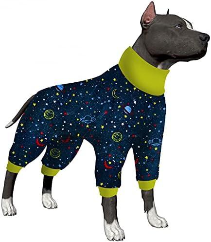 LovinPet PJs Outfits for Large Female Dogs, Anxiety Relief Onesie, Navy Space Print, Large PJs, Pullover Breed Clothes, Surgery Recovery Suit Undershirt for Sweater,3XL