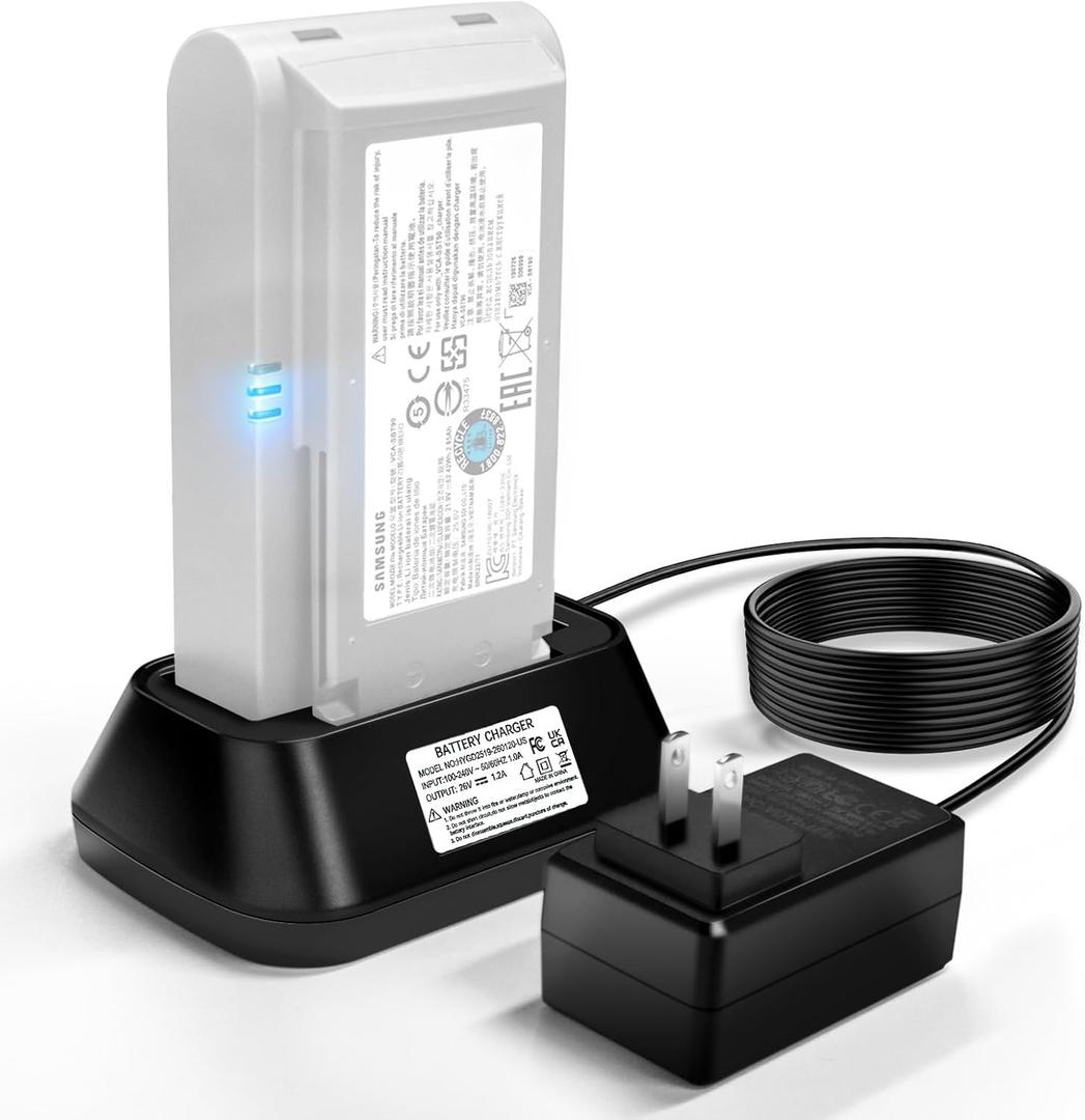 1.2A Fast Charger for Battery of Samsung Jet 70,75,75+,90,90+ Series Cordless Handheld Vacuum Cleaners. Batteries Model: VCA-SBT90, VCA-SBT90EB.Not for Jet85,95,Bespoke Battery
