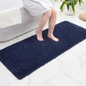 Disolla Navy Bathrom Runner Rug 24x70 - Extra Large Soft Plush Bath Mat, Thick Long Non-Slip Shaggy Floor Mat, Ultra-Absorbent for Master Bathroom Vanity, 2' x 5'10"