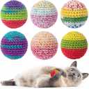 Retro Shaw Cat Toys Balls, Yarn Cat Ball with Bell Inside, Kitten Toys for Indoor Cats Kitty, Interactive Cat Nip Chew Toys for All Pet Breed 6 Pack (1.7 Inches)