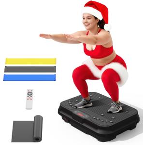 Vibration Plate Exercise Machine for Lymphatic Drainage,Power Vibrate Stand Shake Board 400 Lbs Capacity Fitness Platform with Fitness Resistance Bands Weight Loss Gifts for Women Men