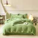 Luxlovery Sage Green Velvet Comforter Queen Set - Light Green Plush Fluffy Bedding with Green Flannel Blanket & Sherpa Micromink Quilt for Women & Men