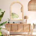 Rattan Mirror, Arch Boho Bathroom Mirror for Wall,20x30 Wicker Vanity Mirror for Nursery Decor, Coastal Farmhouse Wood Mirror for Bedroom Entryway Living Room