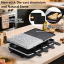 Voohek Raclette Grill Indoor Grills Electric Smokeless Korean BBQ Grill Table, 2 in 1 Nonstick Plate & Cooking Stone with Raclette Cheese Pans &Spatula, Griddle Adjustable Temperature 1300W Home Party