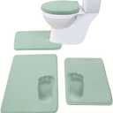 Madeals Memory Foam Bath Mat Set 4 Piece with Toilet Lid Cover and Combo Rug Sage Green (20"x 32"/16"x 24"/Contour/Lid Cover)