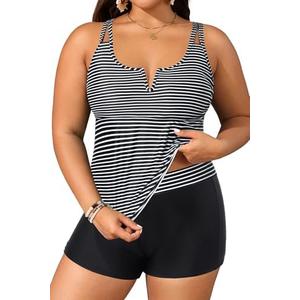 Daci Women's Plus Size Tankini Swimsuit - Two Piece Bathing Suit with Shorts Tummy Control Swimwear with V-Wire 2025, 20W