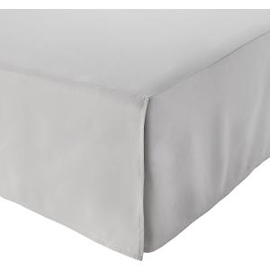 Amazon Basics Lightweight Pleated Bed Skirt, Full, Light Grey, Solid