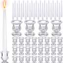 48 Pcs Taper Candlestick Holder Clear Glass Candle Holder with 10 Inch White Candles 8 Hours Burn Time Smokeless Candles for Wedding Table Centerpiece Party Decorations