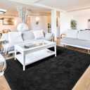 Terrug Black Fluffy Area Rug for Living Room, 8x10 Ft Tie-Dyed Shag Throw Rugs, Soft Machine Washable Plush Carpet with Non Slip Backing for Girls Kids Room Bedroom Floor Decoration