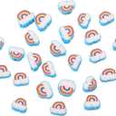 100pcs Blue Rainbow Polymer Clay Spacer Beads for Women Jewelry Making DIY Bracelet Necklace Hair Clip Accessories (Rainbow)