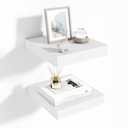 Fun Memories Floating Shelves for Wall 10 Inch, 10 Inch Deep Square Wall Shelves, Bathroom Storage Shelves Over Toilet, Wood Floating Shelves for Living Room Bedroom, White, Set of 2