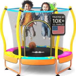 Happin 55 Trampoline for Kids with Safety Enclosure, Indoor & Outdoor Toddler Trampoline, Ultra Safe Design with Multi Activity Accessories, Perfect Toddler Gift for Boys & Girls Ages 18