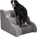 Large Dog Stairs with Handrail, Extra Wide Dog Steps for High Bed & Couch, Grey, Size: 20'' *33''*18''