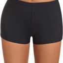 Micosuza Womens Swim Boyshorts Bikini Bottom Boardshorts Mini Short Beachwear (12, Black)