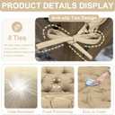 Porch Swing Cushions 60 inch Waterproof & Fade Resistant Thicken 5" Outdoor Swing Cushions 3 Seater Replacement with Backrest & Ties Patio Swing Cushions for Outdoor Furniture (Khaki)