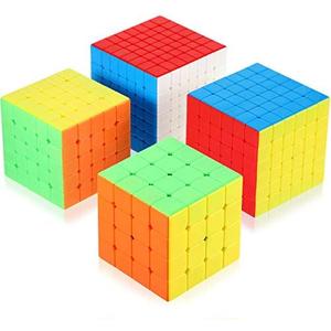 4 Pieces Stickerless Speed Cube Set 4x4 5x5 6x6 7x7 Stickerless Speed Cube Puzzles Toys Collection