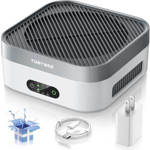 Air Purifier for Home  True HEPA Filter for Pets, Smoke & Allergies | 600 Sq Ft Coverage | Ultra-Quiet & Portable for Bedroom/Travel (1 Pack, Grey White)